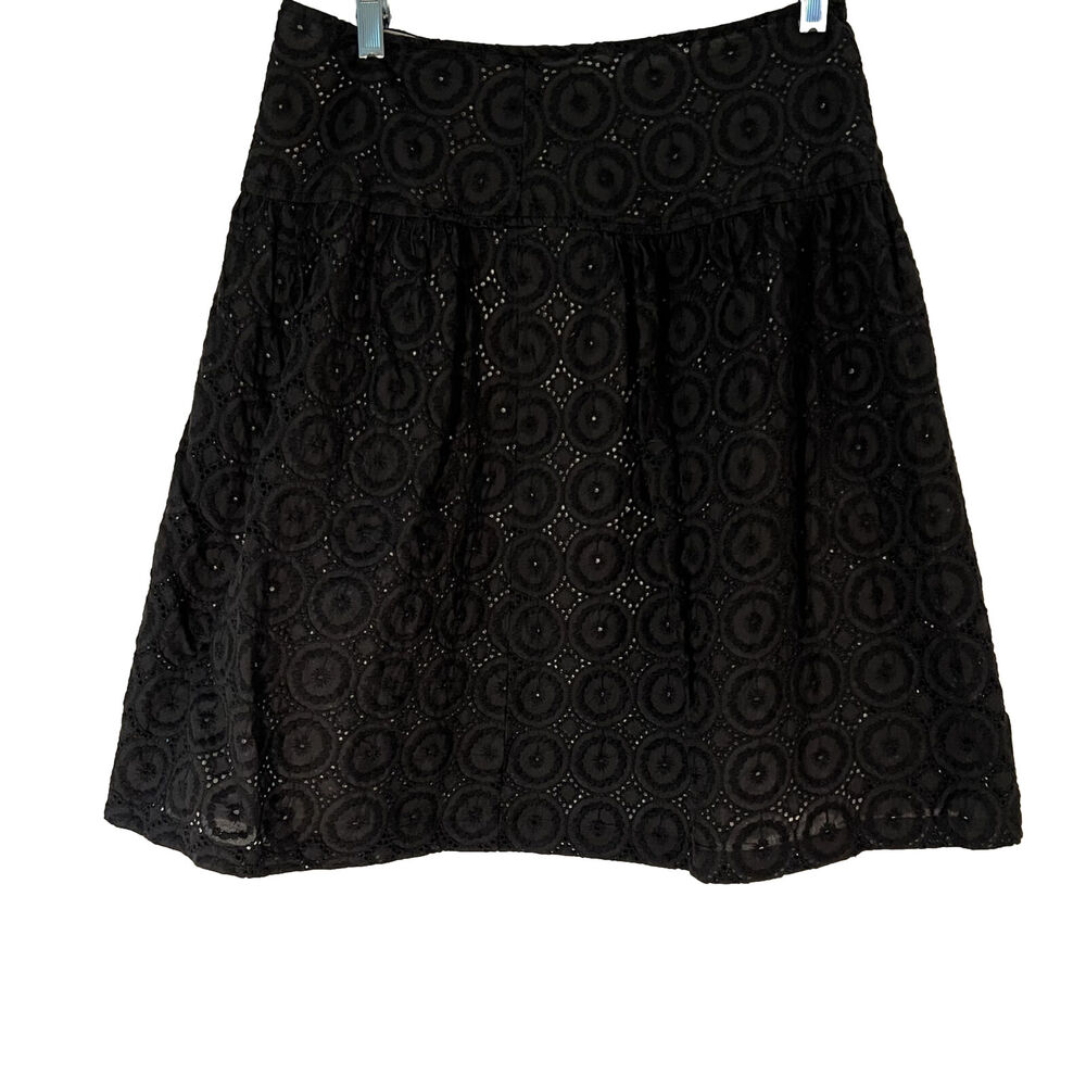 Apostrophe Women’s Size 6 A-Line Skirt Black Eyelet Lace Side Zip